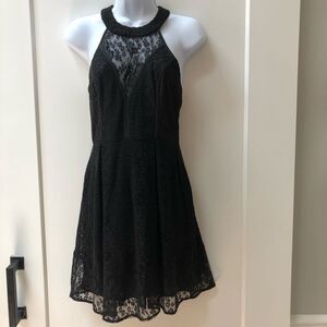 NWT BCBGeneration black lace halter sweetheart dress woman’s size 4